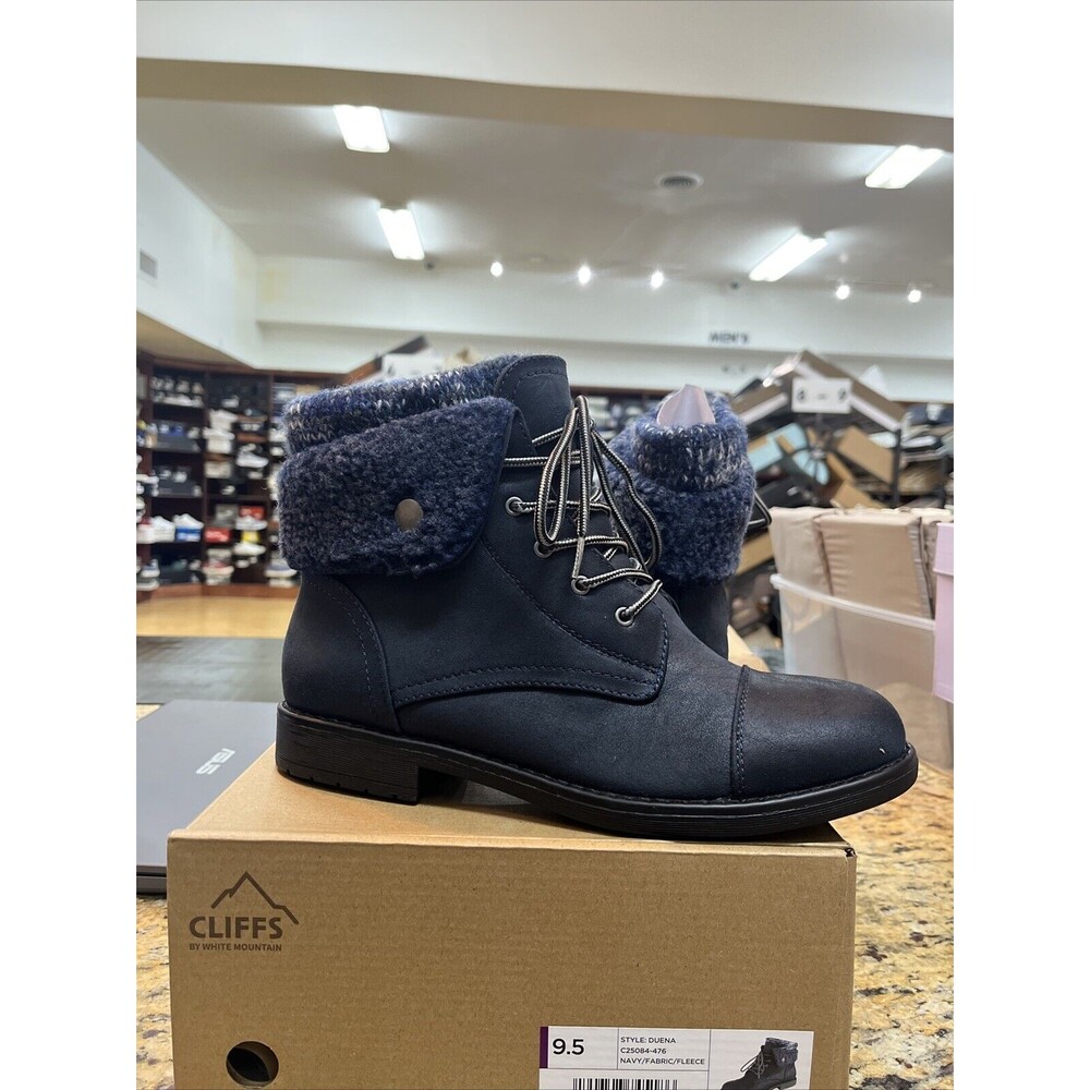 White Mountain Navy Fold-Over Combat Boots